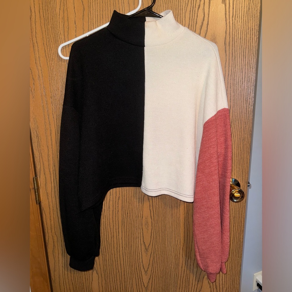 Multi-colored cropped sweater from SHEIN, size XL